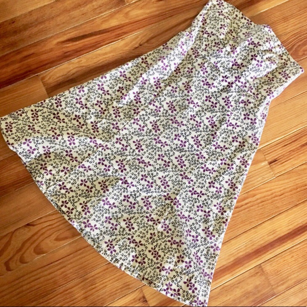GAP Purple Flower Built-in Bra Strapless Tea Dress